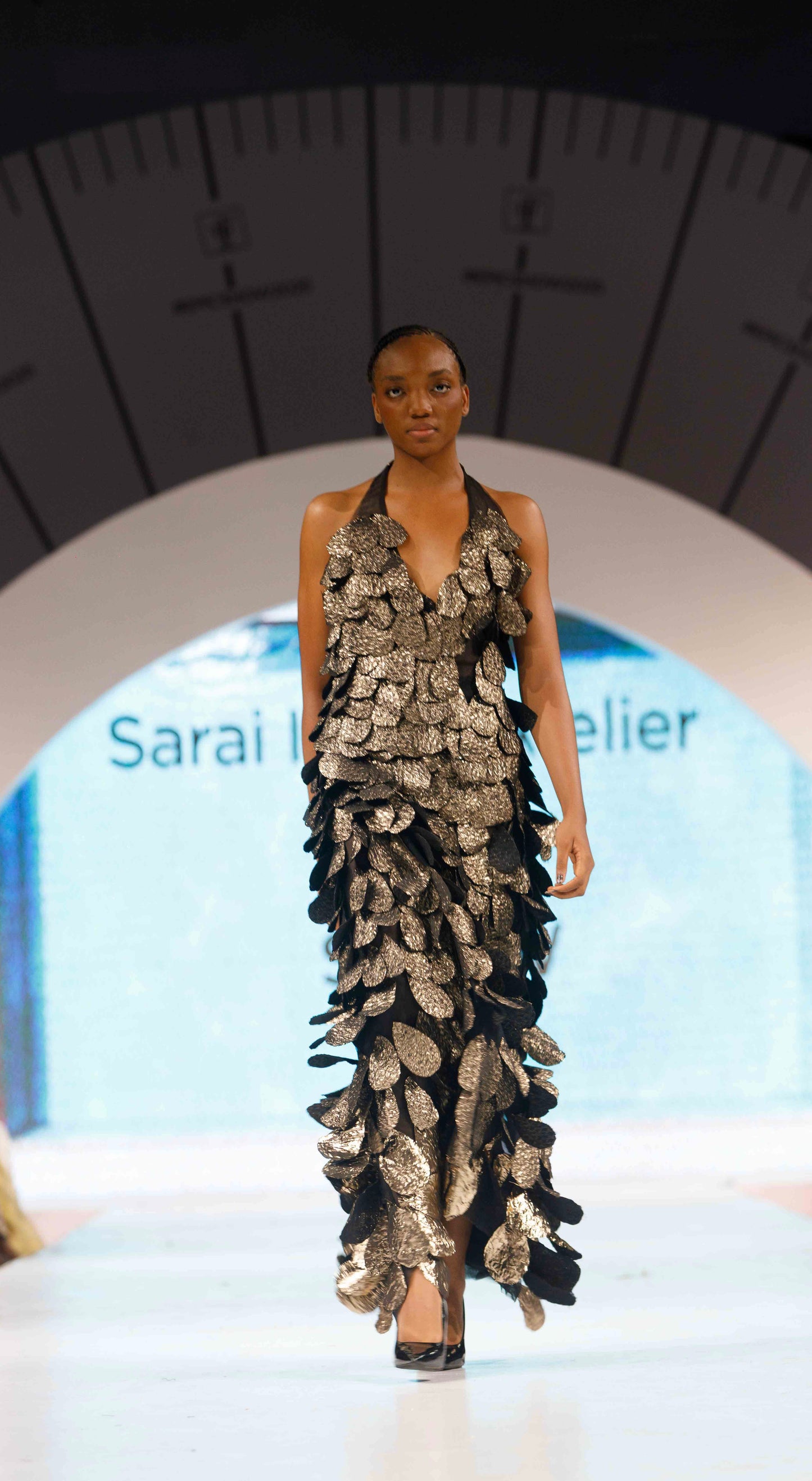 Idara Gilded Leaf Halter Dress | Luxury Evening Wear | Sarai Imani Atelier