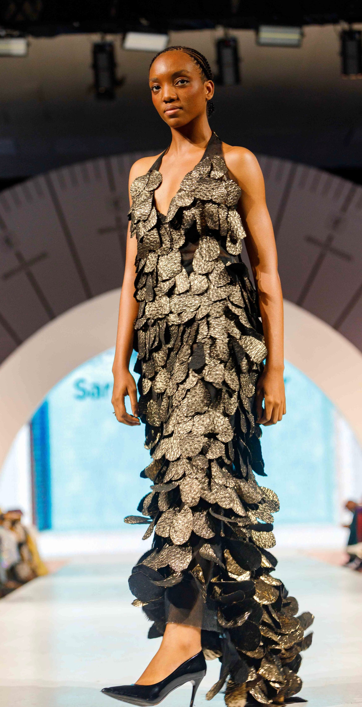 Idara Gilded Leaf Halter Dress | Luxury Evening Wear | Sarai Imani Atelier